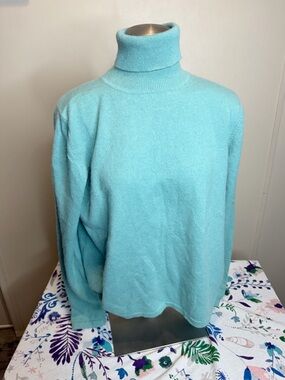 Valerie Stevens Light Aqua Turtleneck Sweater
